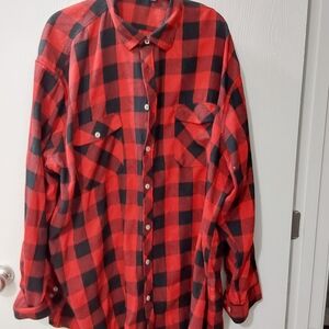Red and Black Plaid Men's Flannel Shirt